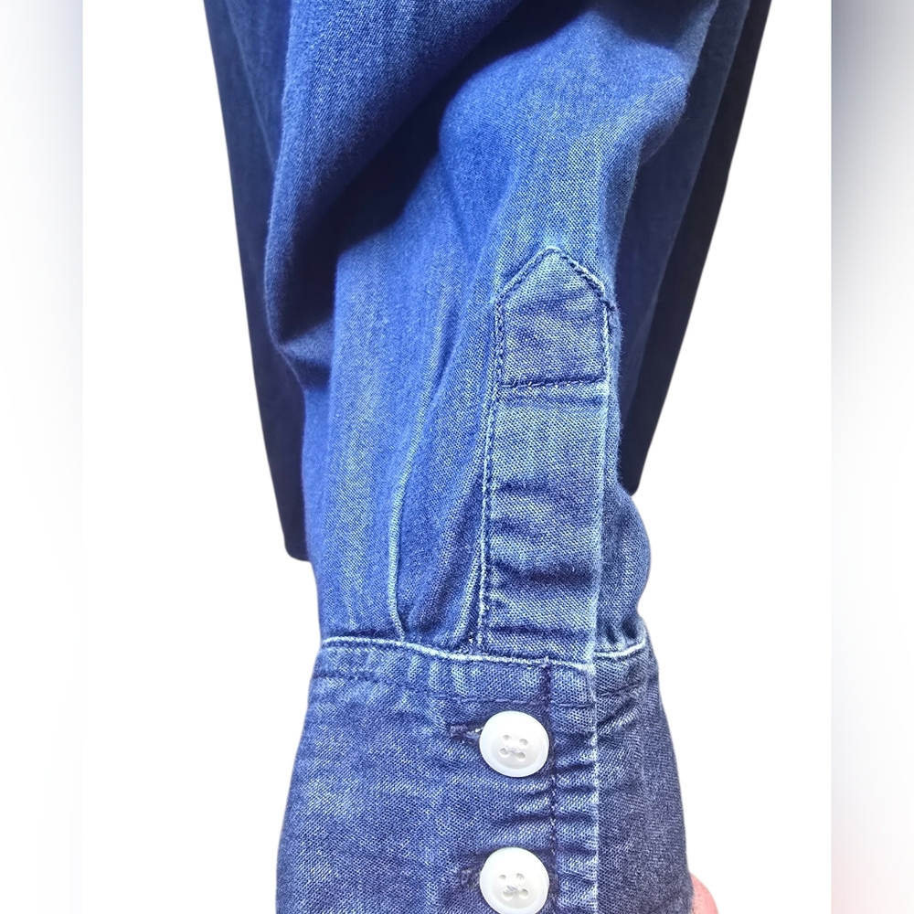 NWOT Karen Scott 100% Cotton Blue Denim Shirt Dress SZ PL - Picture 4 of 5